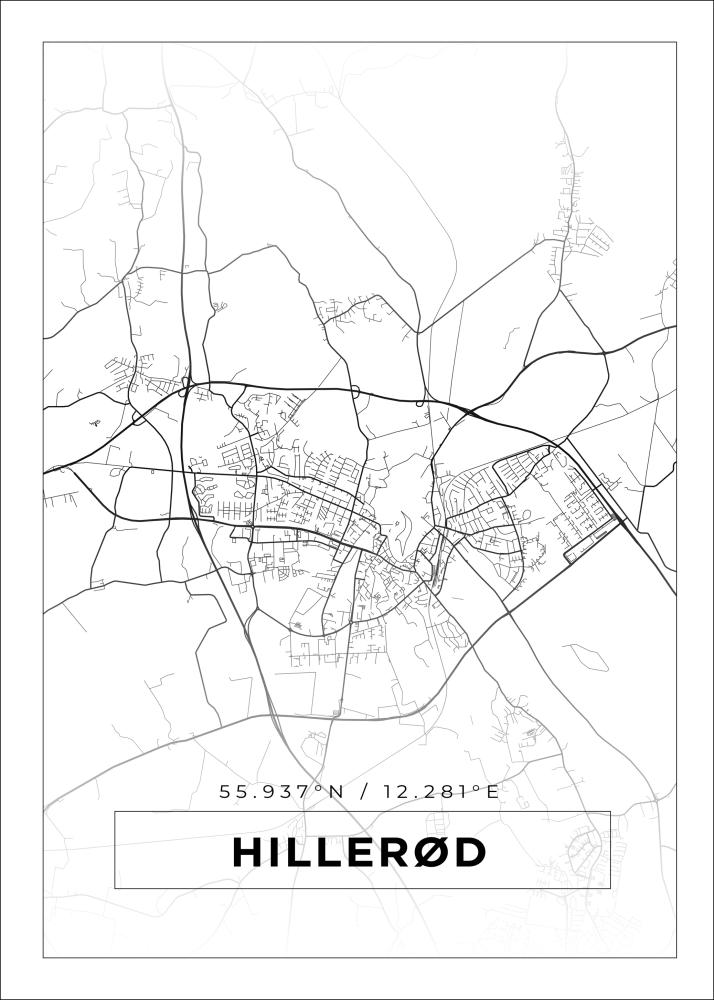 Mapa - Hillerød - Cartel blanco