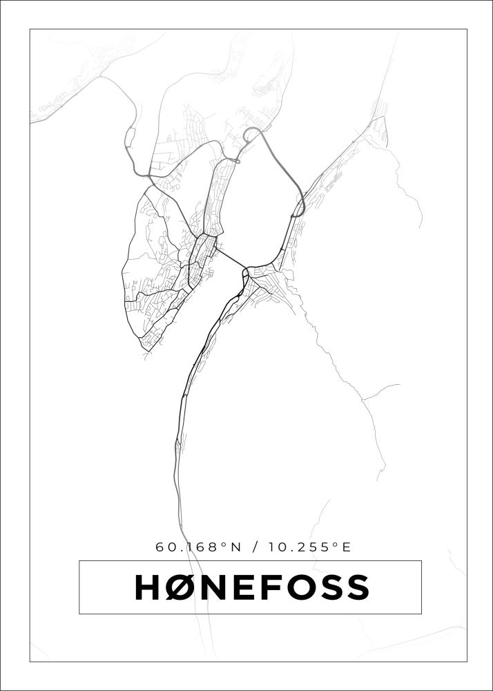 Mapa - Hønefoss - Cartel blanco