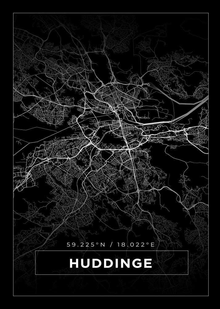 Mapa - Huddinge - Cartel negro