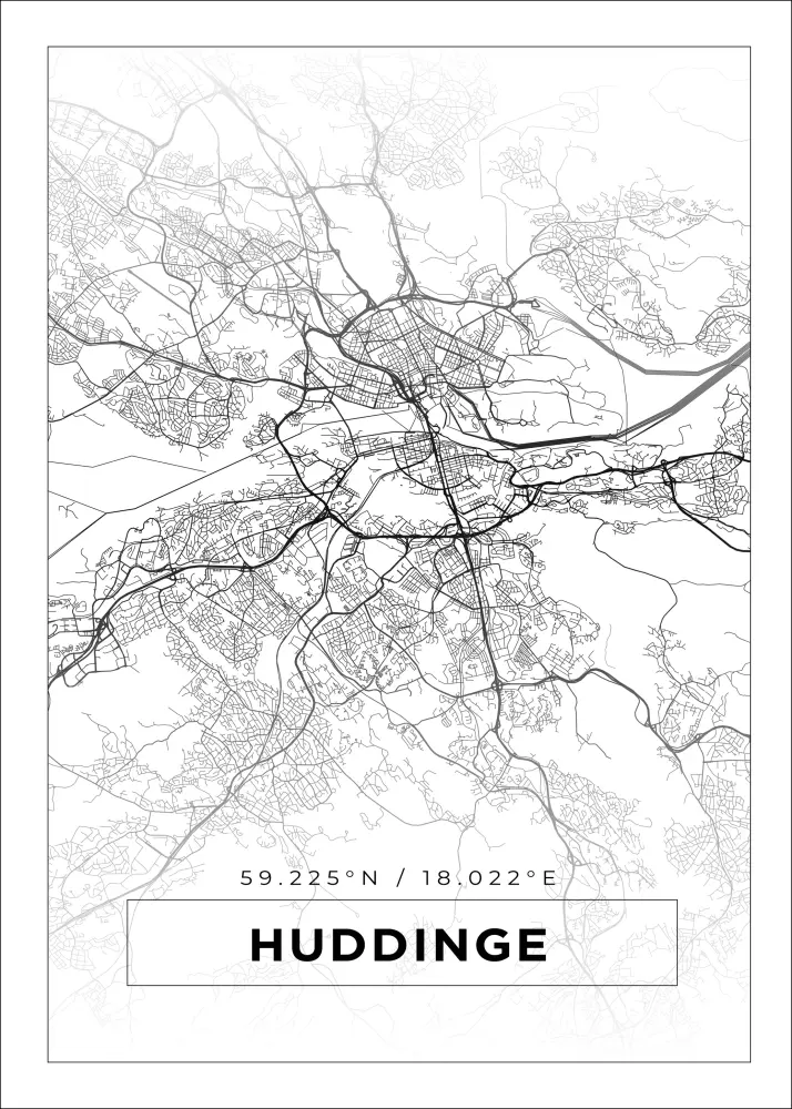 Mapa - Huddinge - Cartel blanco
