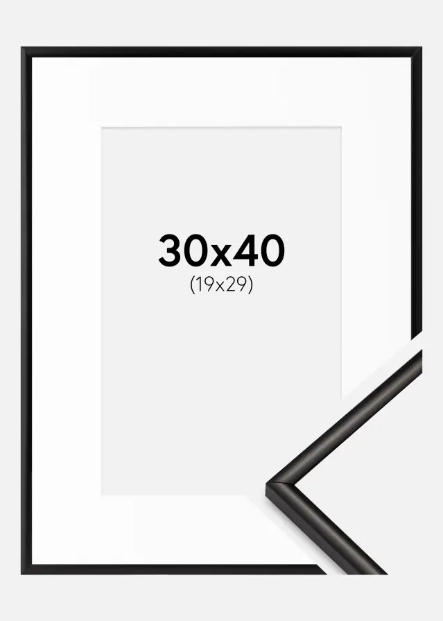 Marco Scandi Negro mate 30x40 cm - Paspartú Blanco 20x30 cm