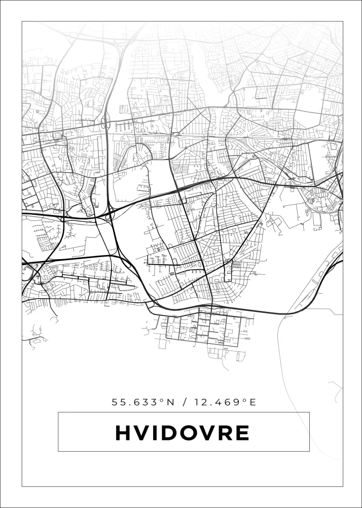 Mapa - Hvidovre - Cartel blanco
