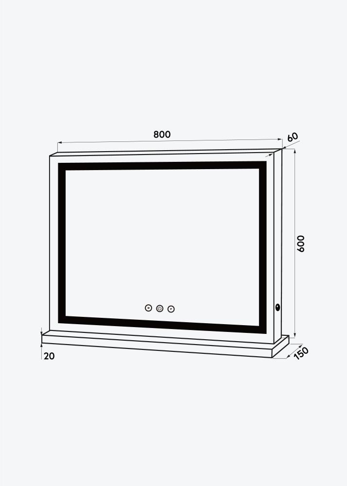 KAILA Espejo tocador Base Horizontal LED Blanco 80x60 cm