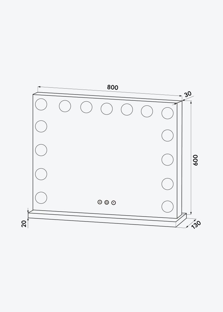 KAILA Espejo tocador Vanity LED 15 Blanco 80x60 cm