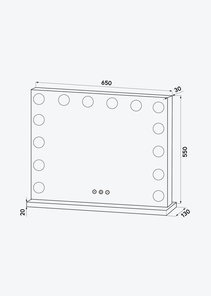 KAILA Espejo tocador Base LED 14 Plateado 65x56 cm