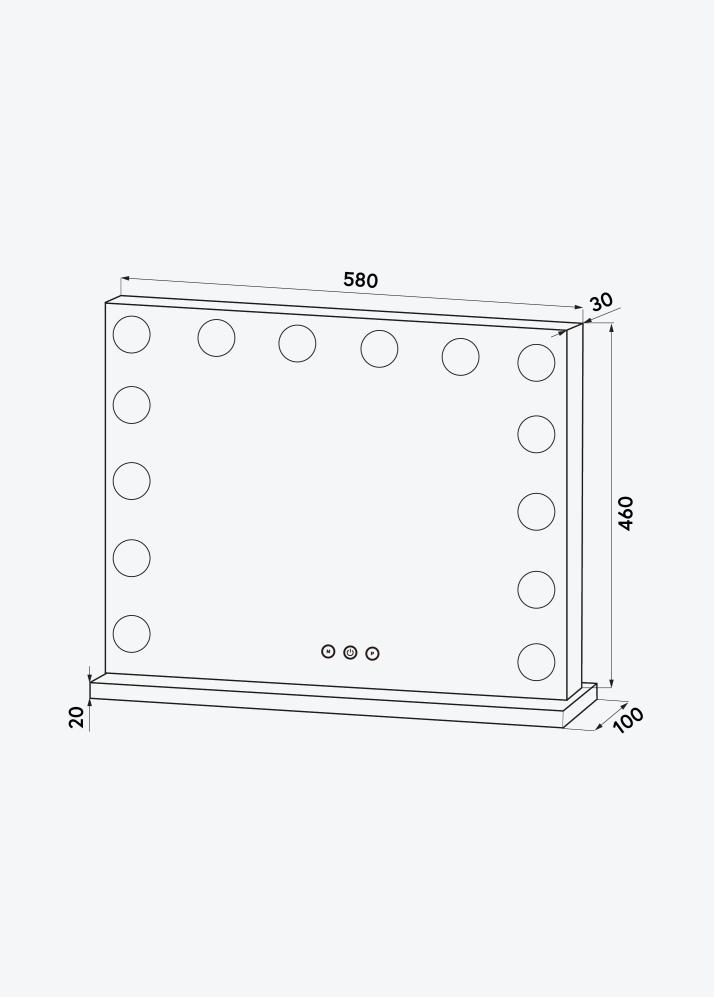 KAILA Espejo tocador Base LED 14 Plateado 56x46 cm