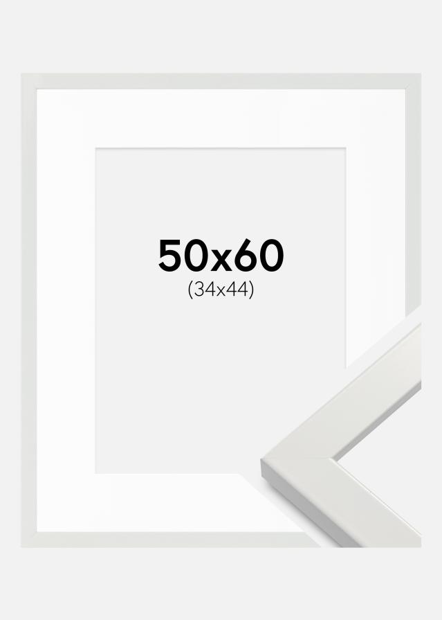 Marco White Wood Glossy 50x60 cm - Paspartú Blanco 35x45 cm