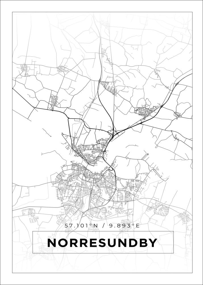 Mapa - Norresundby - Cartel Blanco