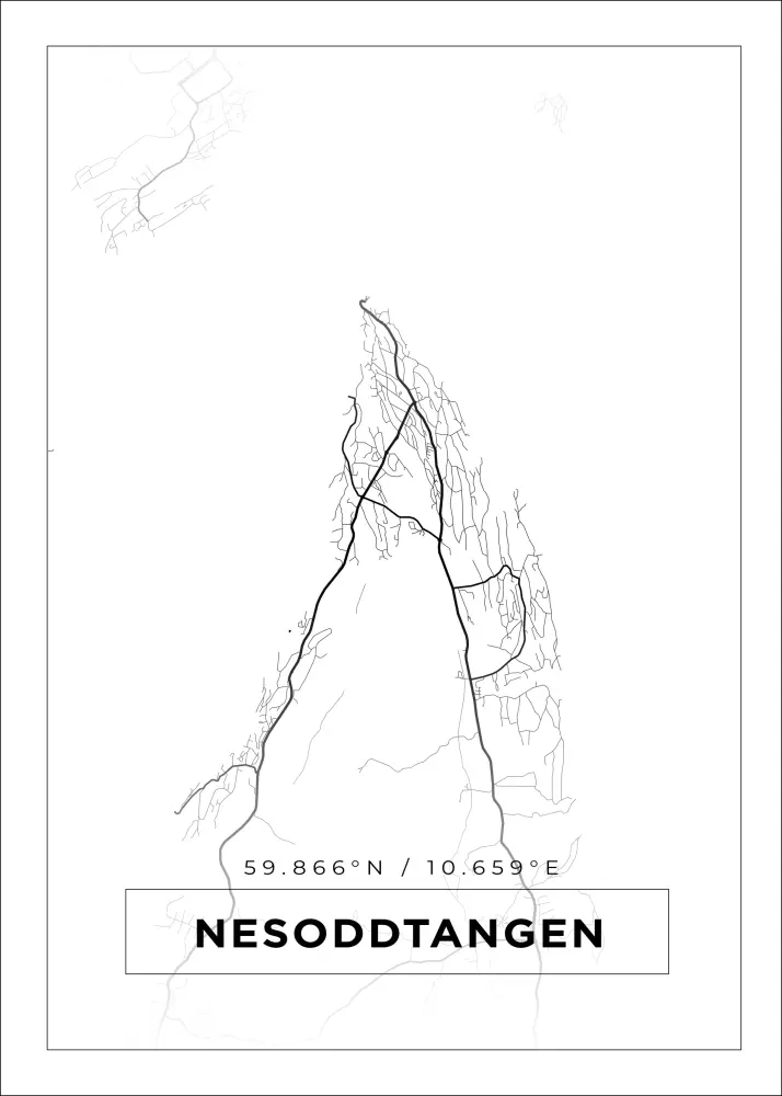 Mapa - Nesoddtangen - Cartel blanco