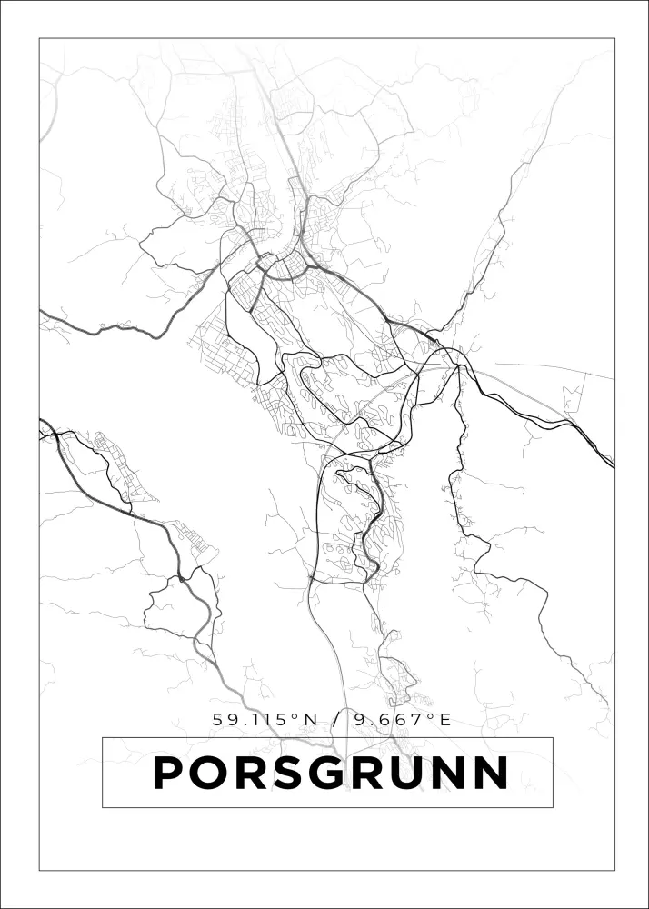 Mapa - Porsgrunn - Cartel Blanco