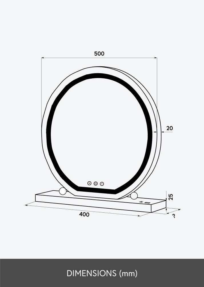 KAILA Espejo tocador Round LED Blanco 50 cm Ø