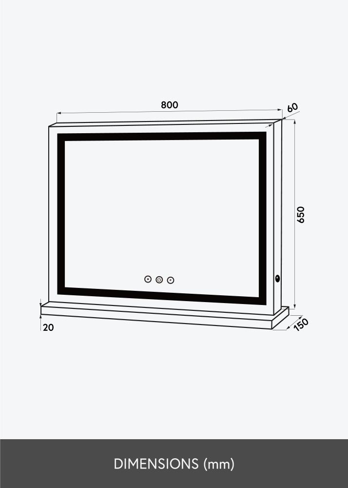 KAILA Espejo tocador Vanity LED Blanco 80x65 cm