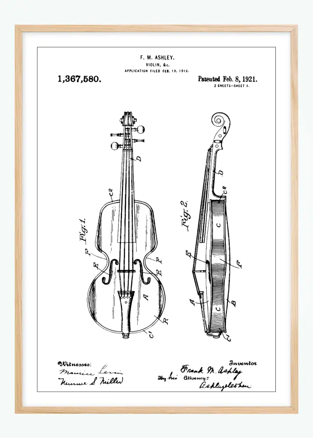 Dibujo de patente - Violín Póster