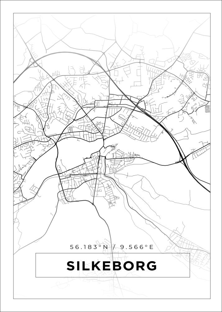 Mapa - Silkeborg - Cartel Blanco