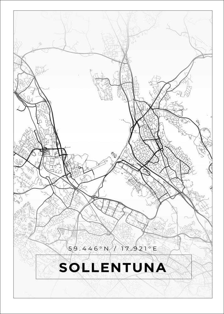 Mapa - Sollentuna - Cartel Blanco