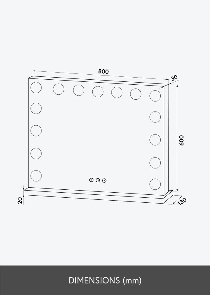 KAILA Espejo tocador Vanity LED 15 Blanco 80x60 cm