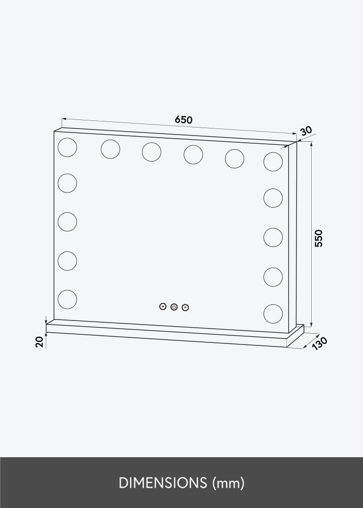 KAILA Espejo tocador Base LED 14 Plateado 65x56 cm