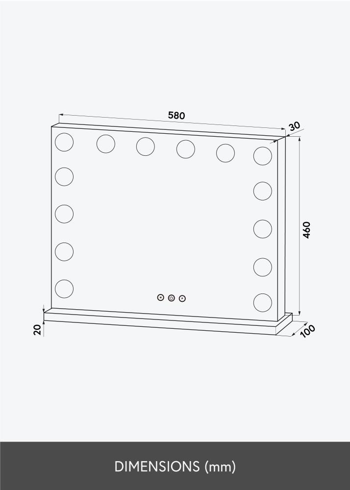 KAILA Espejo tocador Base LED 14 Plateado 56x46 cm