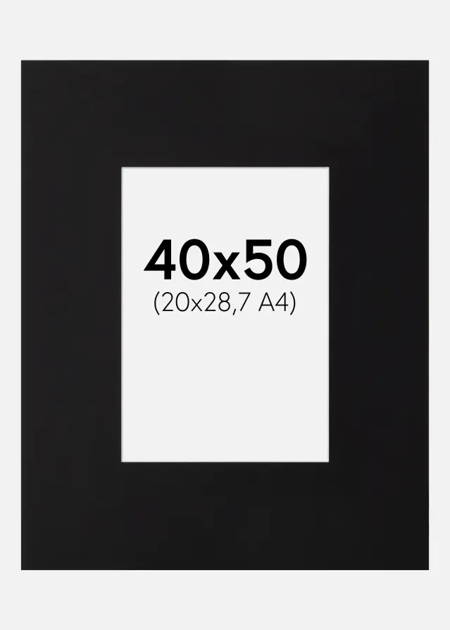 Paspartú XL Negro (Borde interior blanco) 40x50 cm (20x28,7 - A4)