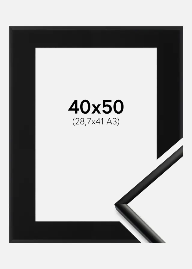Marco New Lifestyle Negro mate 40x50 cm - Paspartú Negro 29,7x42 cm (A3)