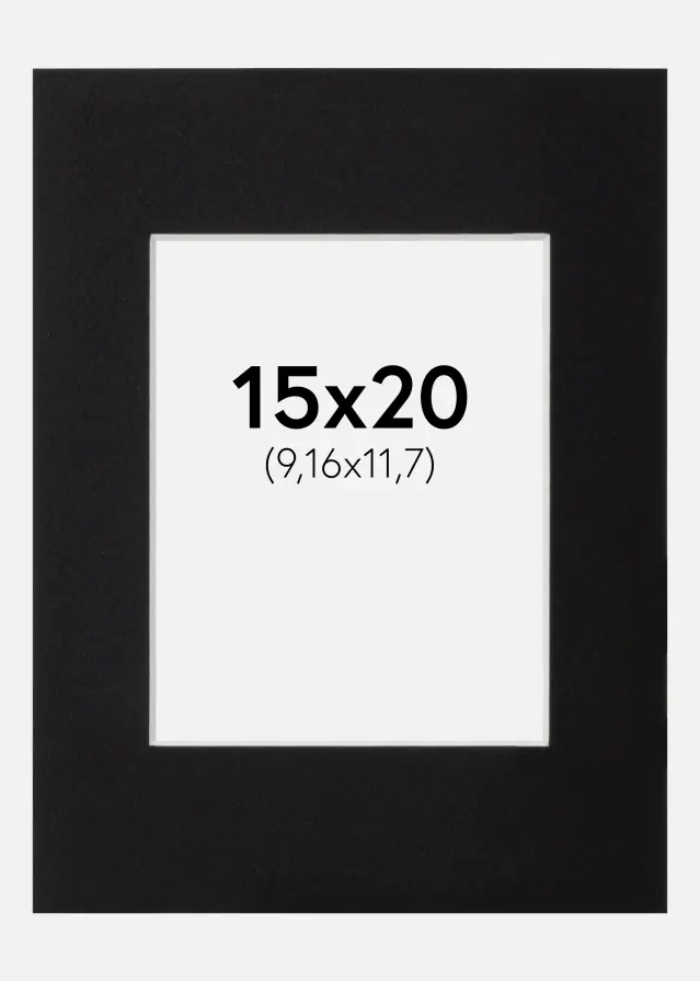 Paspartú Canson Negro (Borde interior blanco) 15x20 cm (9,16x11,7)