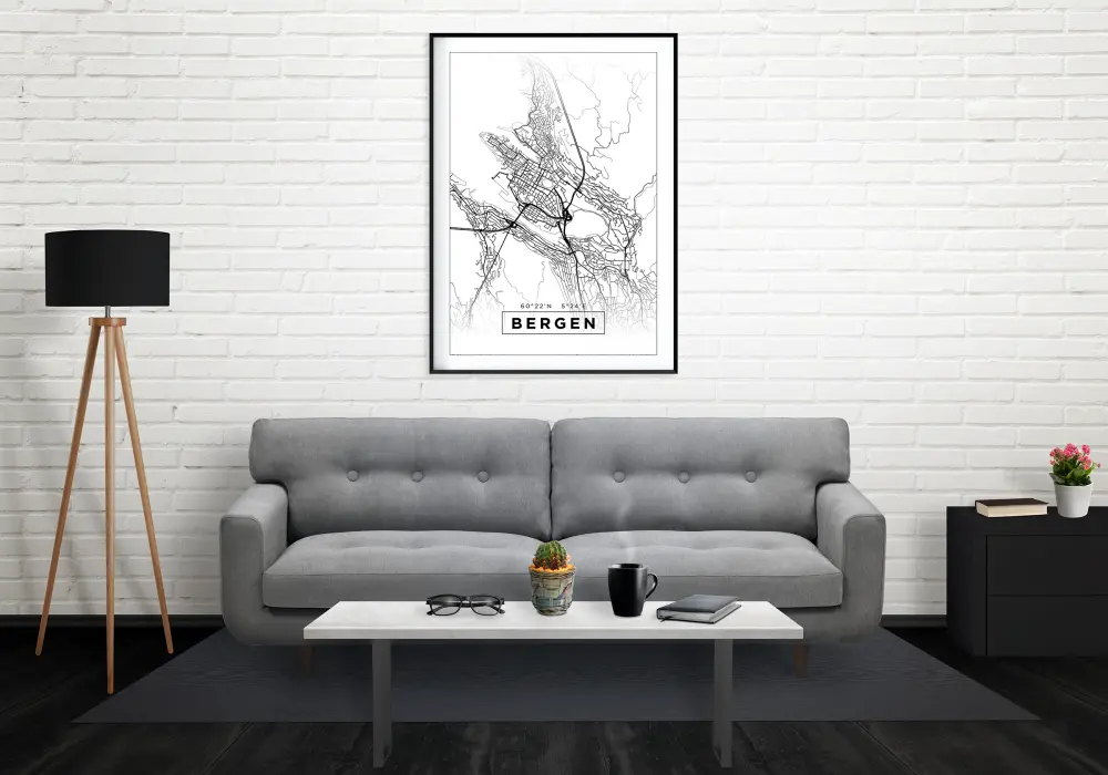Mapa - Bergen - Cartel blanco