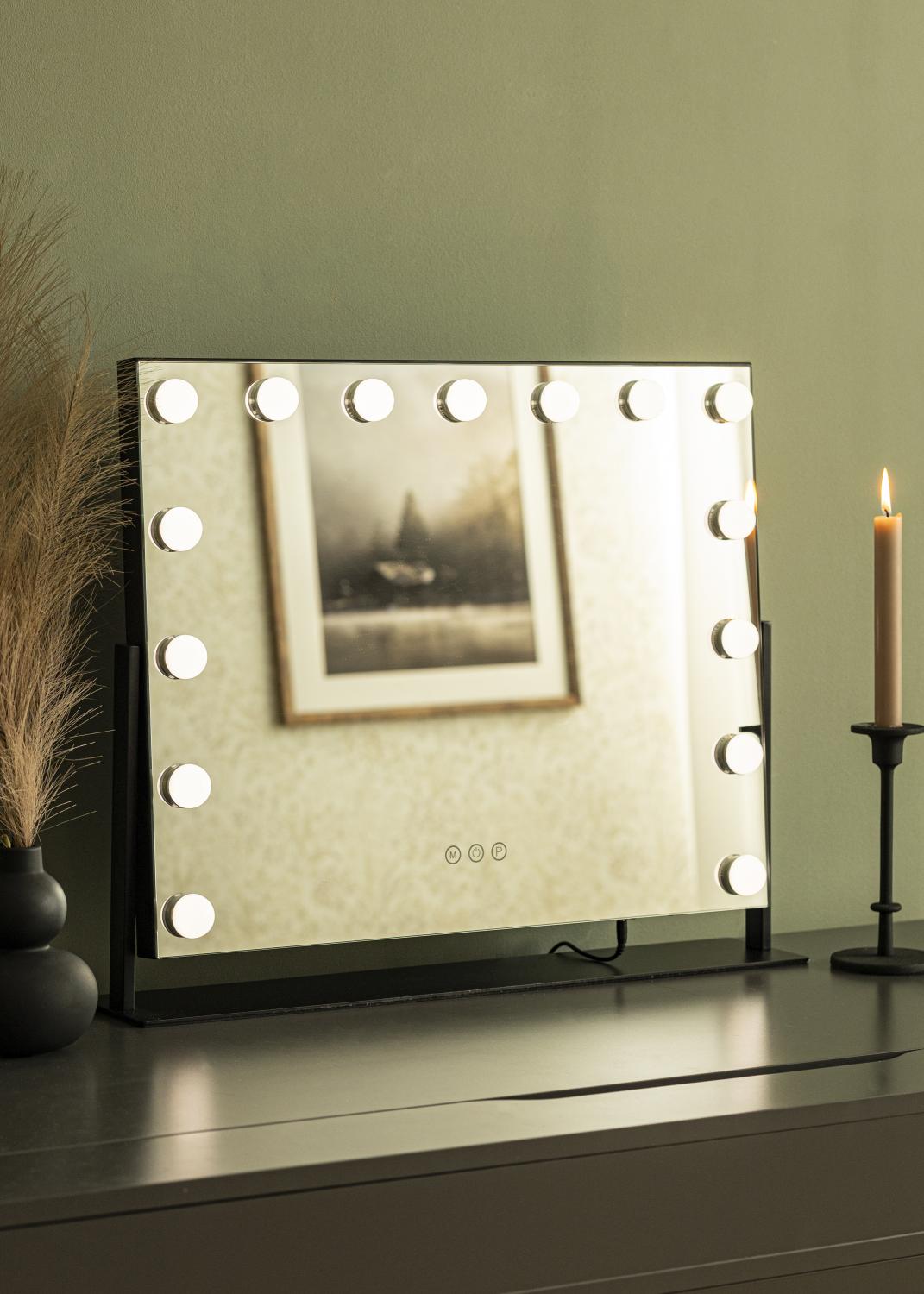Product Image for KAILA Espejo tocador Soft Corner LED Negro 60x52 cm