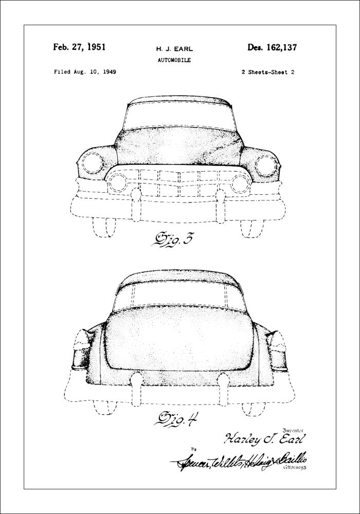 Dibujo de patente - Cadillac II Póster