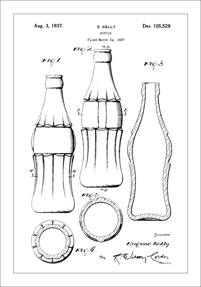 Dibujo de patente - Botella de coca-cola Póster