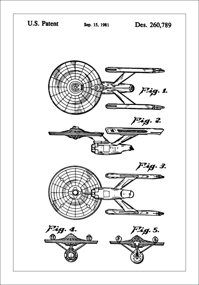 Dibujo de patente - Star Trek - USS Enterprise Póster