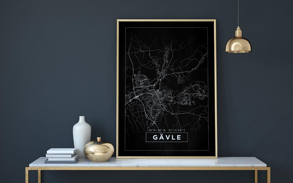 Mapa - Gävle - Cartel negro