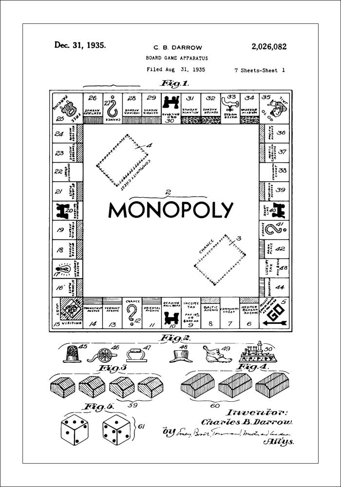 Dibujo de patente - Monopoly I Póster