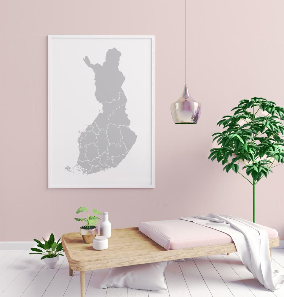 Mapa - Finland - Gris Póster