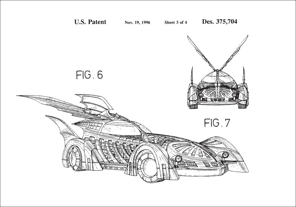 Dibujo de patente - Batman - Batmobile 1996 III Póster