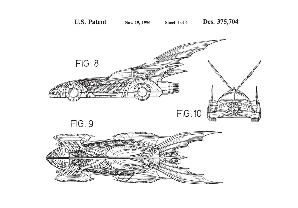 Dibujo de patente - Batman - Batmobile 1996 IIII Póster