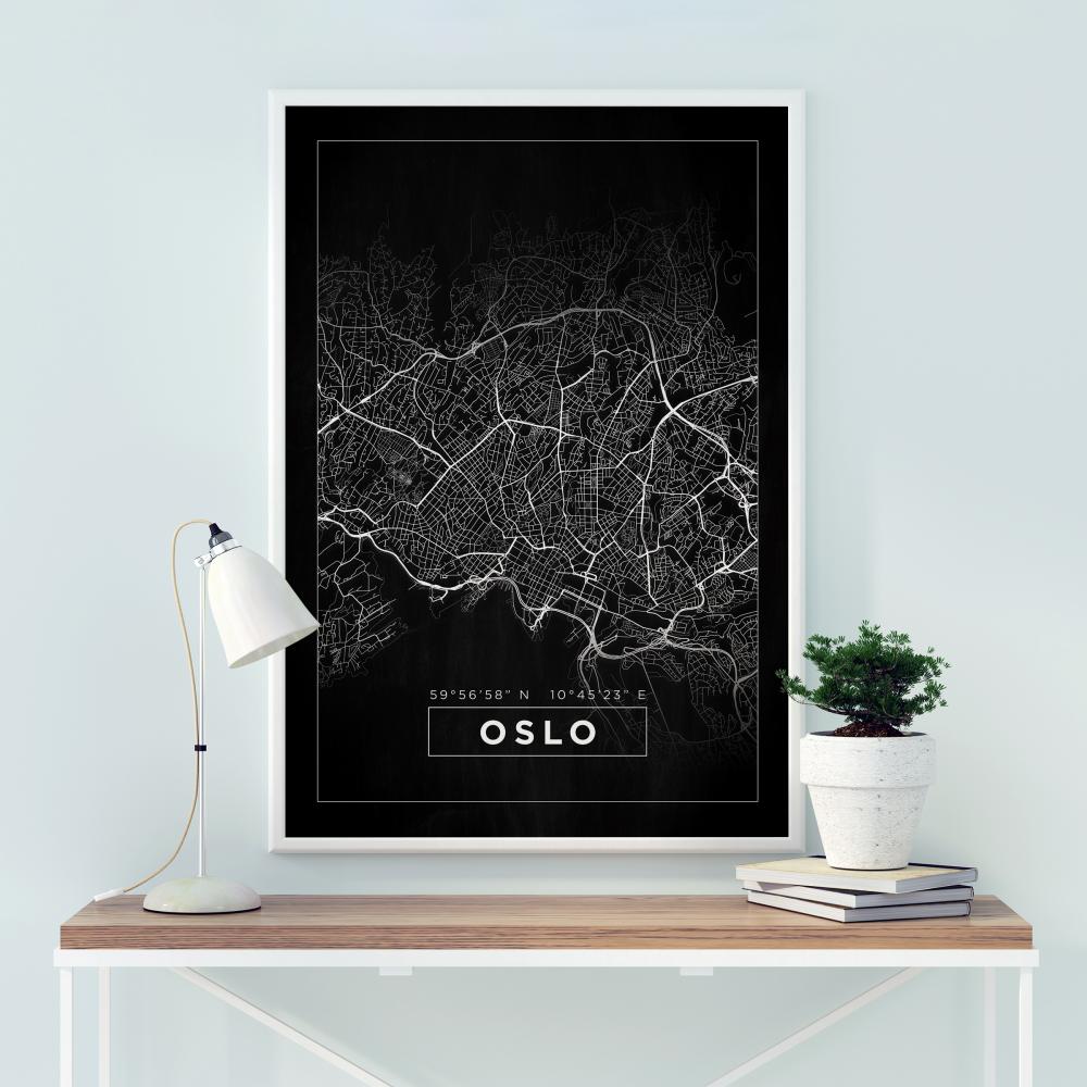 Mapa - Oslo - Negro Póster