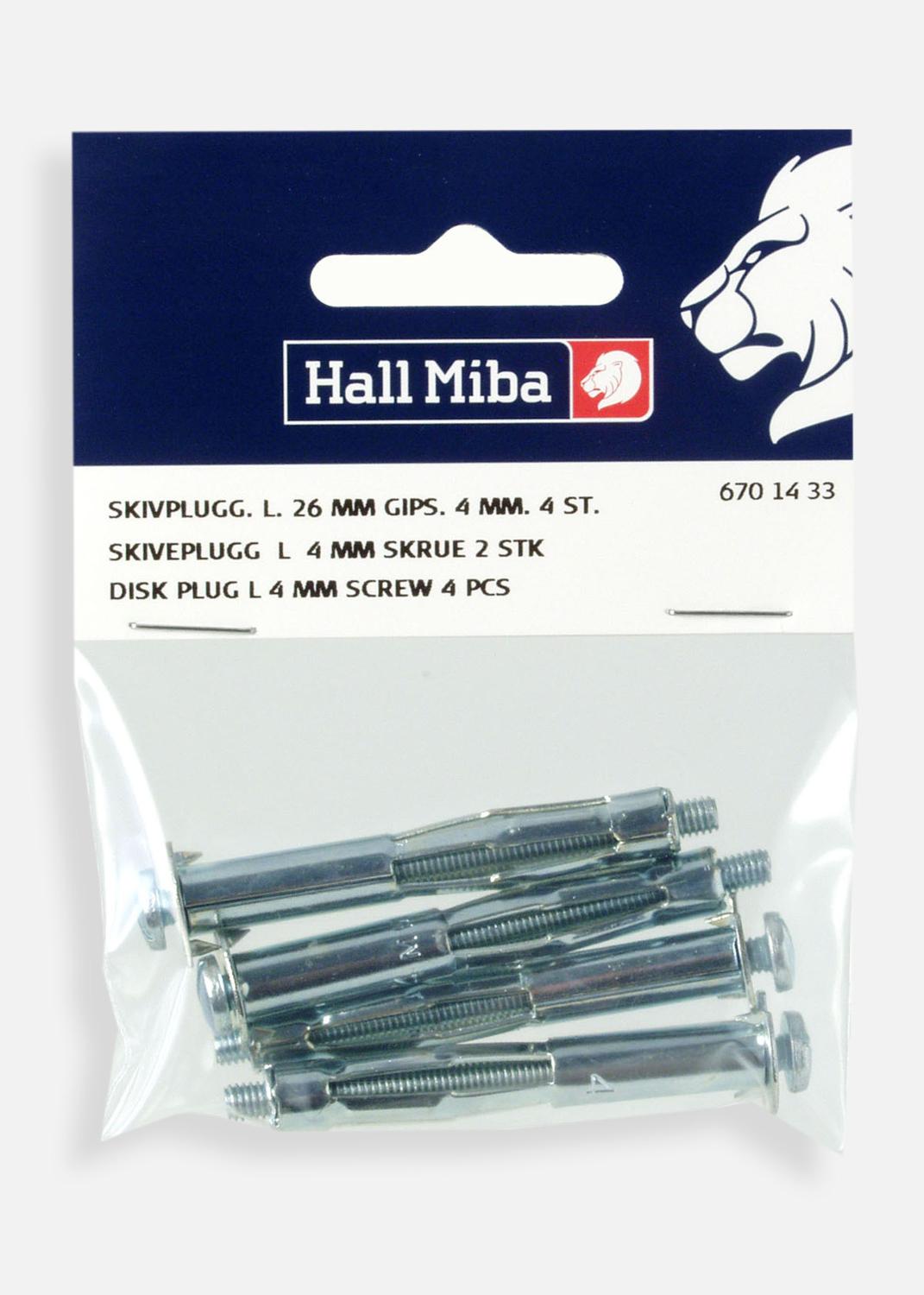 Product Image for Tornillo y taco para pared de yeso L 4 mm - 4-piezas