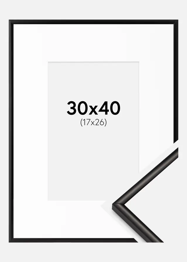 Marco Scandi Negro mate 30x40 cm - Paspartú Blanco 18x27 cm