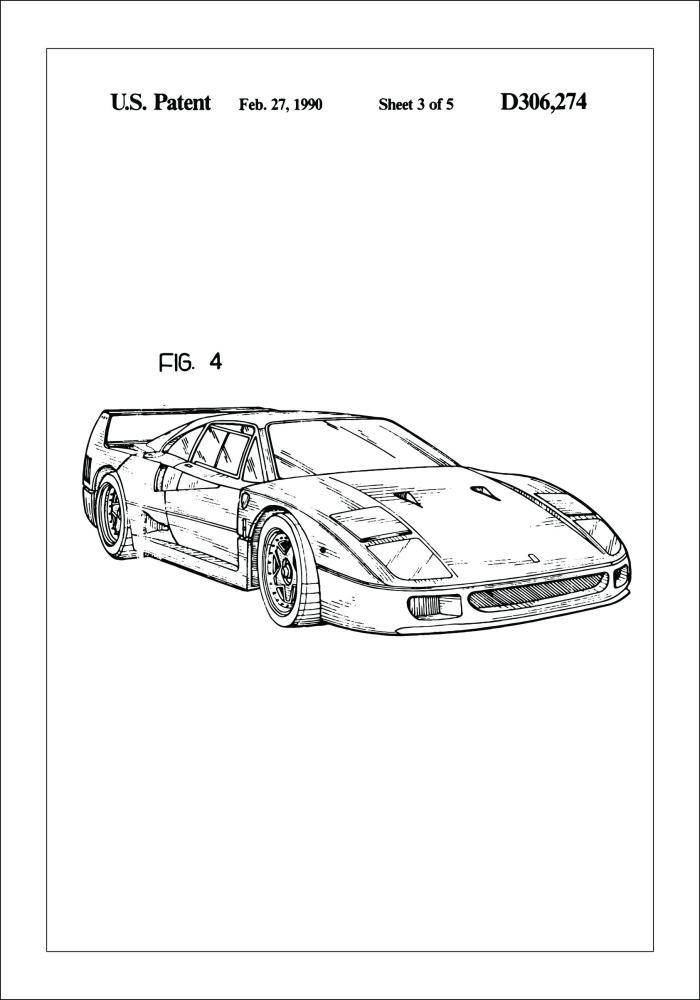 Dibujo de patente - Ferrari F40 II Póster