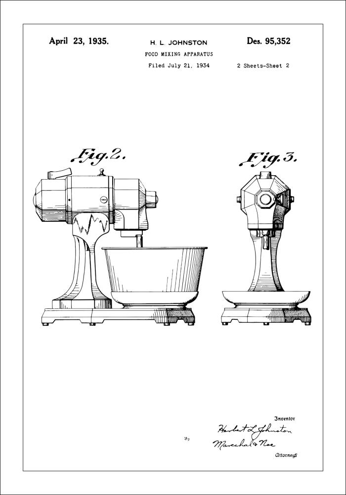 Dibujo de patente - Batidora II Póster