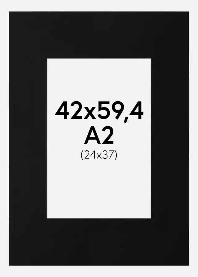 Paspartú Negro Estándar (Borde interior blanco) A2 42x59,4 cm (24x37)