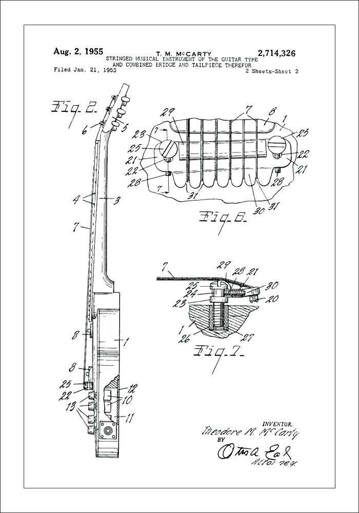 Dibujo de patente - Guitarra eléctrica II Póster