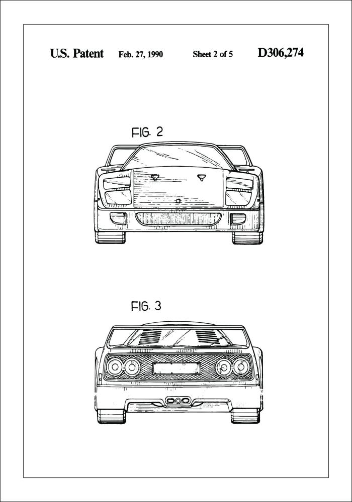 Dibujo de patente - Ferrari F40 III Póster