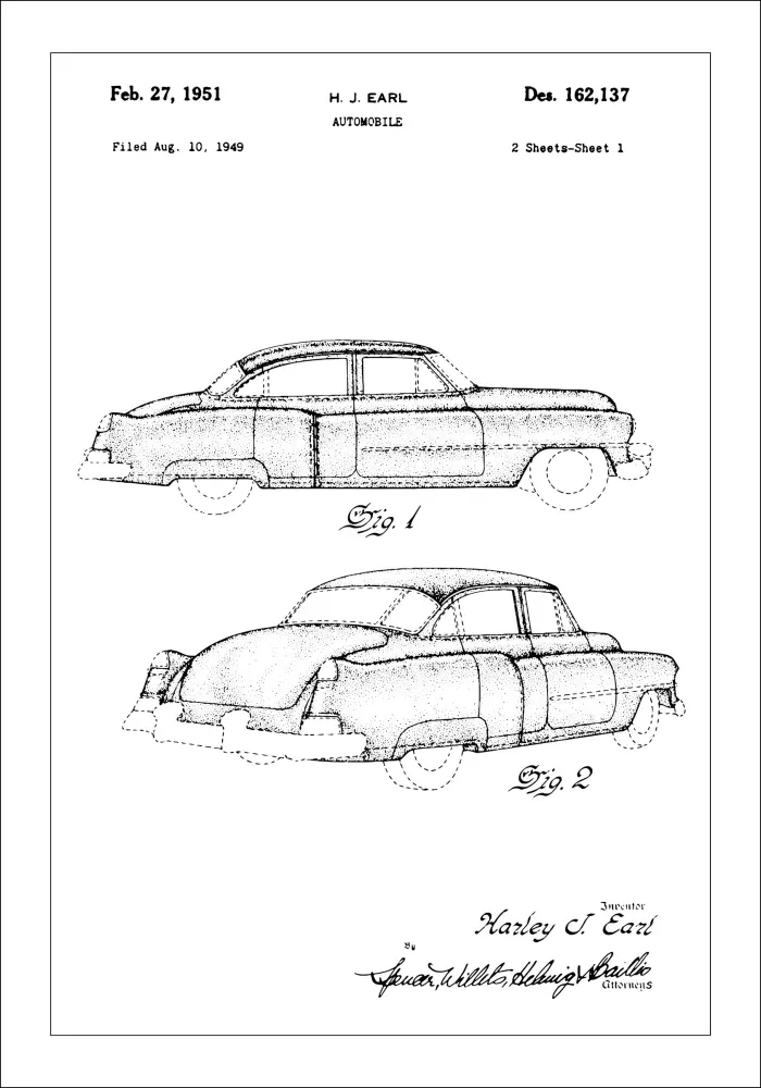 Dibujo de patente - Cadillac I Póster