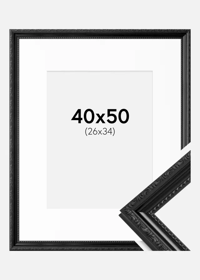 Marco Abisko Negro 40x50 cm - Paspartú Blanco 27x35 cm