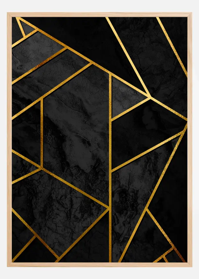 Gold y Black Marble Póster