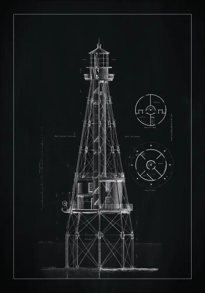 Pizarra- Faro - Ship Shoal Lighthouse Póster